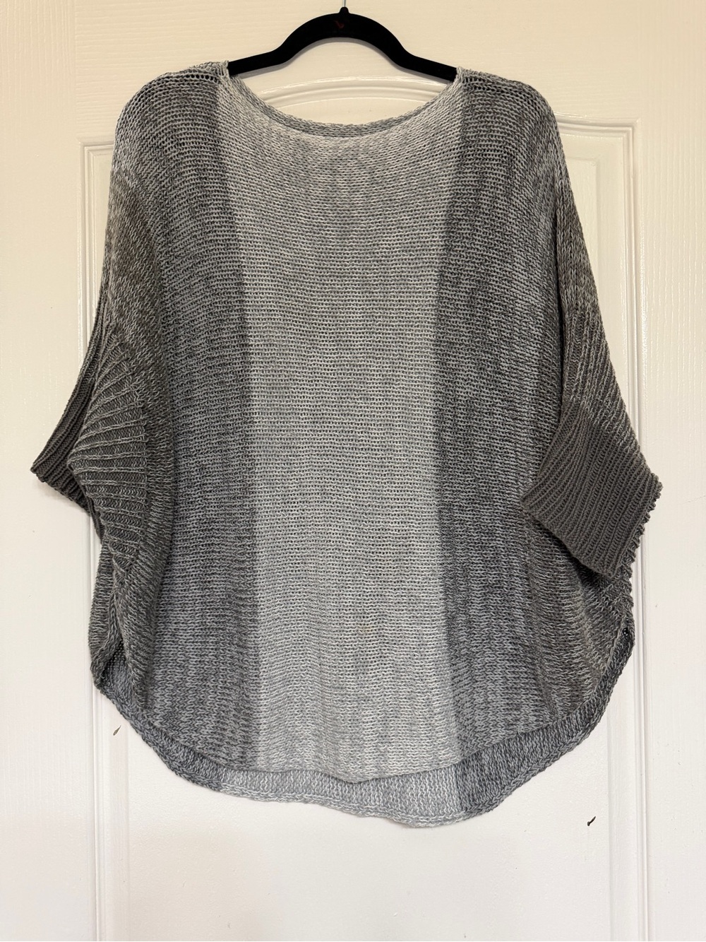 Wooden Ships Paola Buendia Gray Ombre Open Knit Dolman Sweater Poncho Boho S/M